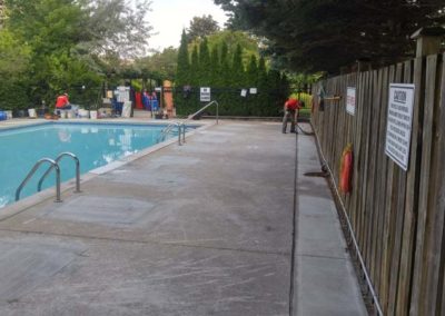 Elegant pool deck in a Southern Ontario home